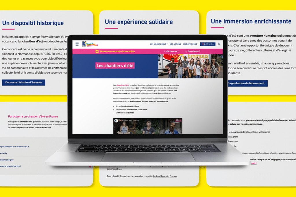 Optimisation des pages Emmaüs France - Chantiers d'été
